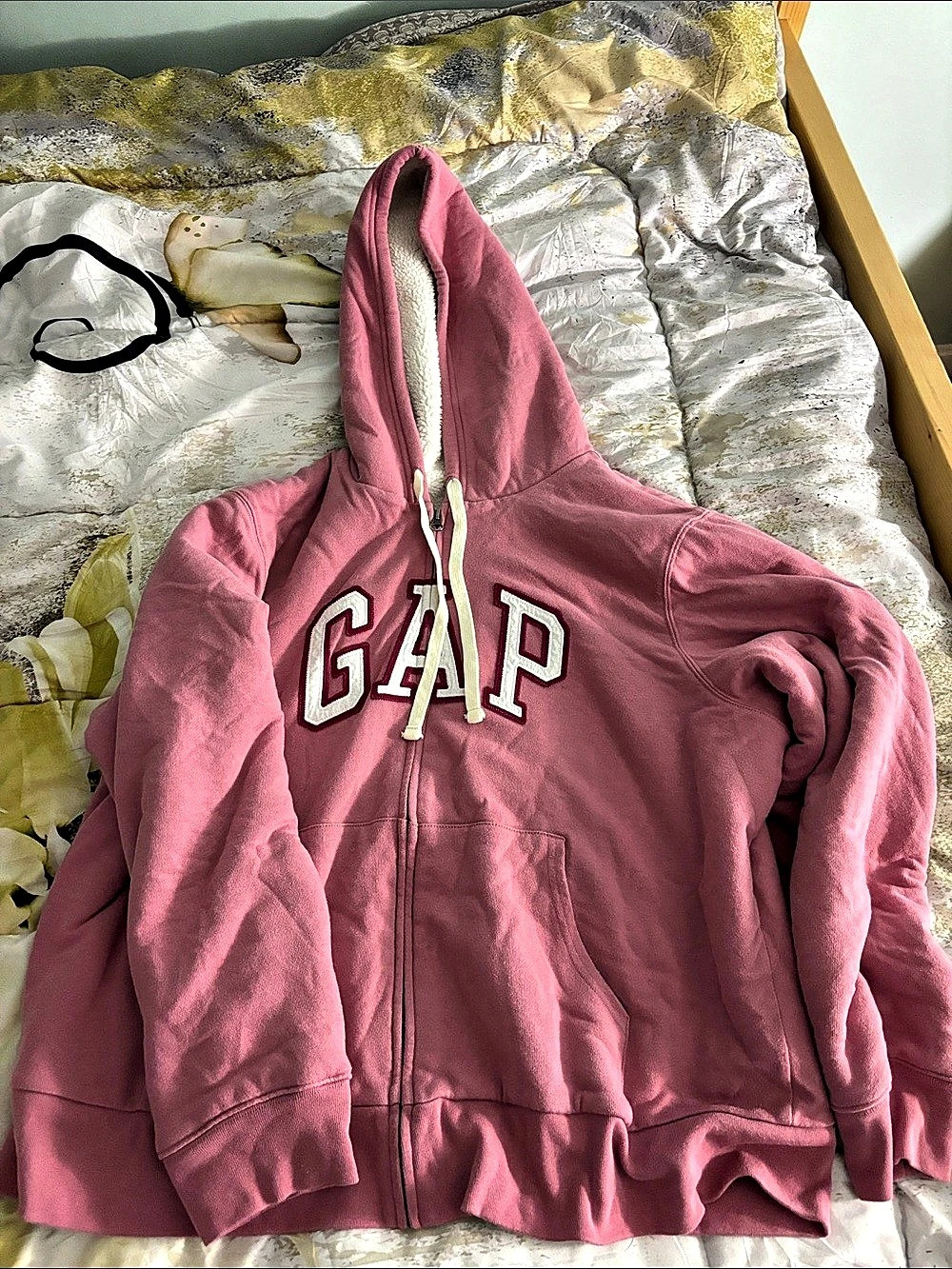 GAP Logo Sherpa-Lined Zip Hoodie Pink XXL